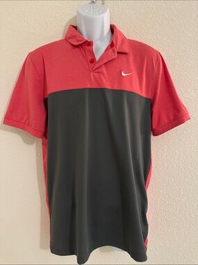 Nike Golf Men’s Salmon and Dark Gray Colorblock Polo